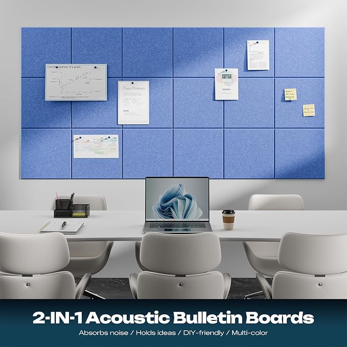 Sonicism 12 Pack Acoustic Wall Panels with Self-Adhesive, 12" X 12" X 0.4" Sound Proof Foam Panels, Decorative Soundproof Wall Panels, Sound Proof Absorbing Tiles for Home & Offices, Sky Blue - Image 3