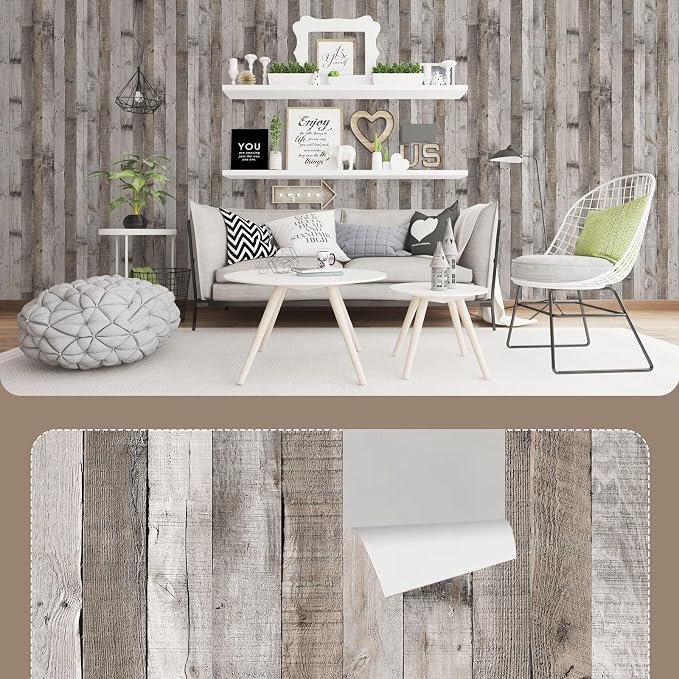 Vintage Wood Wallpaper 17.3"× 200" Wood Peel and Stick Walpaper Contact Paper Self Adhesive Vinyl Shelf Home Wood Panel Wall Paper Covering Film - Image 2