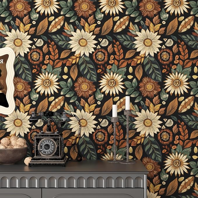 Laatse Boho Wallpaper Peel and Stick 17.5"x118", Black Brown Contact Paper | Self Adhesive/Removable/Waterproof/Thick Vinyl Wall Paper for Bathroom Bedroom Shelf Cabinet Drawer,Prepasted,Easy Peel - Image 8