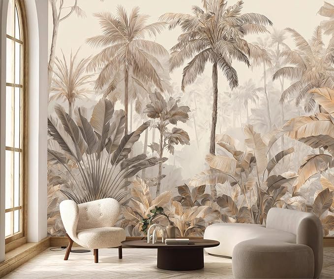 PYFFYP-Retro Tropical Jungle Leaves Peel and Stick Wallpaper murals - Image 2