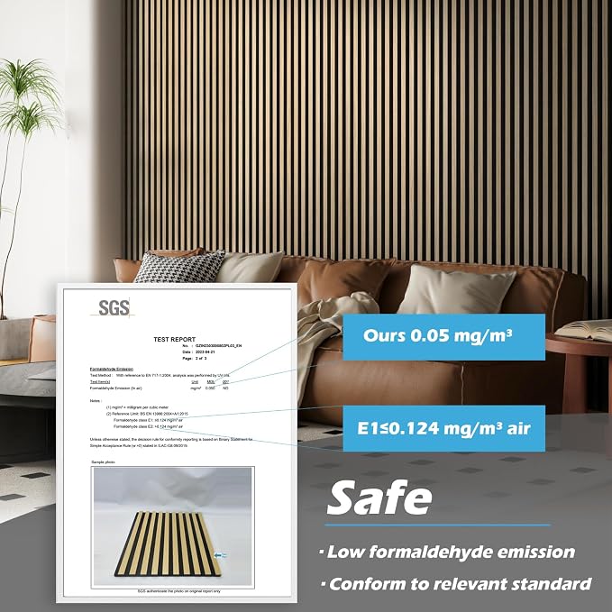 Art3d 108 x 12 in 3D Fluted Soundproof Wood Slat Wall Panel, 2-Pack, Peach | Reduce Noise, Durable, Sustainable, Moisture Resistant, Easy Mounting, Low Maintenance, Long Lasting, Home Decor, Office Use - Image 5