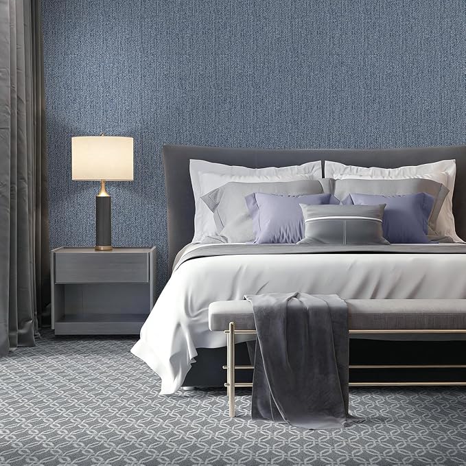 Grasscloth Peel and Stick Wallpaper Blue Contact Paper 16in x 118in | Faux Linen Vintage Wallpaper Textured Removable Wall Paper Grass Cloth Cabinets Bedroom for Cabinet Self Adhesive Vinyl - Image 7
