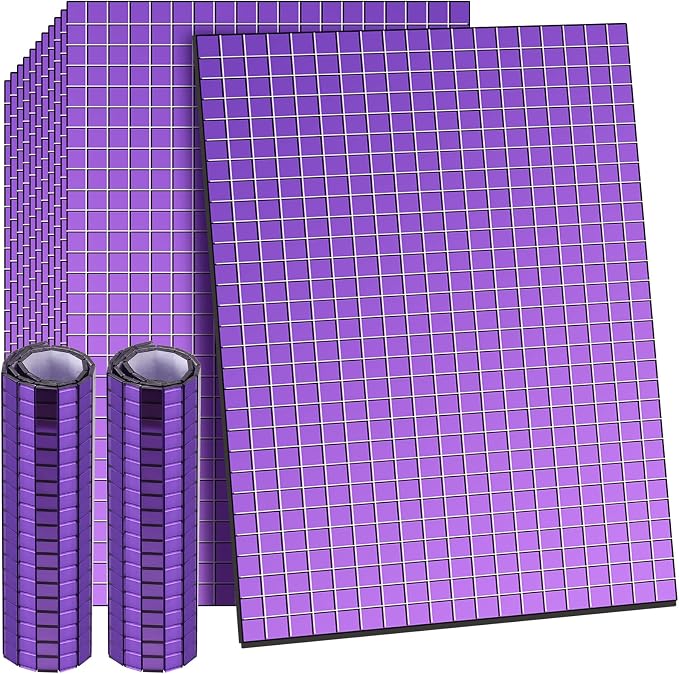 7200 Pieces Purple Disco Mirror Tile Self-Adhesive Mirrors Mosaic Tile by Romooa