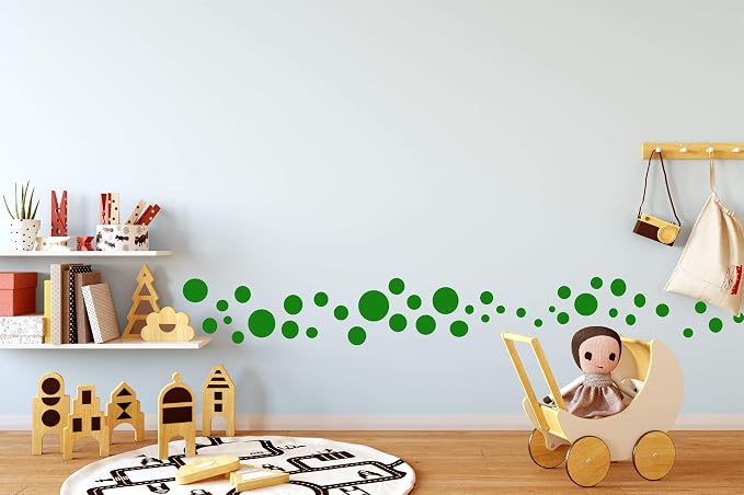 Polka Dot Wall Stickers, Wall Decor Stickers, Wall Dots, Vinyl Circle Room Dot Decals (Green) - Image 2