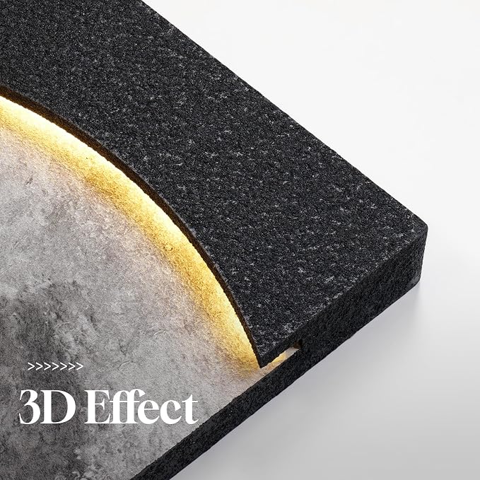 Cuspin Large 3D LED Moon Wall Art, 24x36 In (Black) | Modern minimalist style, Lighted lunar design, Standstone-like textured, For bedroom living room dining room hallway entryway - Image 3