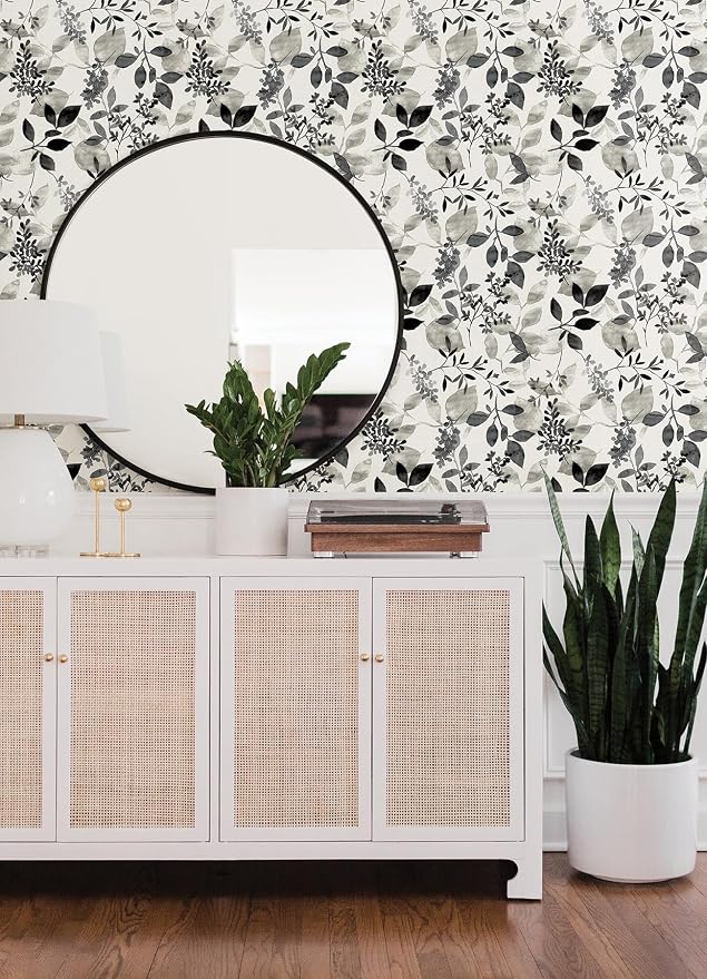 NuWallpaper Black Breezy Peel and Stick Wallpaper, Removable Wallpaper, 20.5 in x 18 ft - Image 2