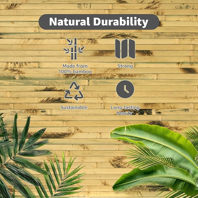 Art3d Natural Bamboo Wall Panel for Interior Wall Decor, Renewable Pole Wrap Wainscoting Paneling for Wall Ceiling Furniture Cabinet Office, 48 x 96 Inch, 2-Pack - Light Burned - Image 7