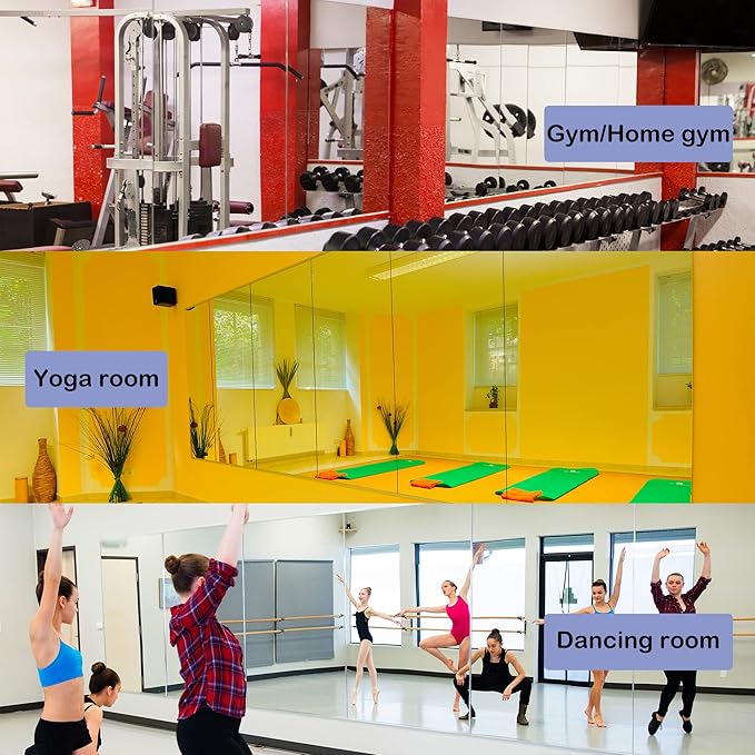 Home Gym Mirror 48"x24" 3PCS, Wall Mounted Frameless Tempered Glass Mirror - Image 6