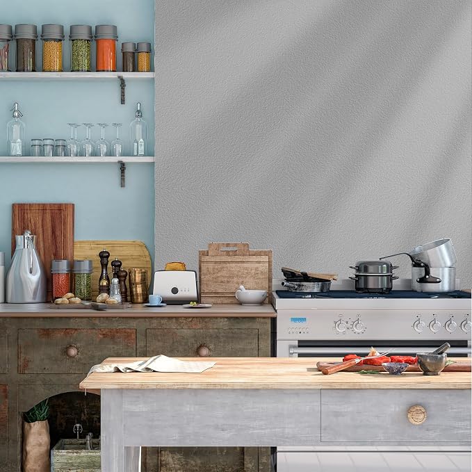 Yancorp 16"x120" Matte Light Gray Contact Papaer Peel and Stick Wallpaper Vinyl Wrap Countertop Wallpapers Waterproof for Cabinets Drawers Bedroom Kitchen Self-Adhesive Wallpaper - Image 4