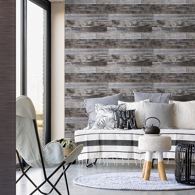 Yun-aeon Natural Wood-Gray Contact Paper Peel and Stick Wallpaper | 17.3"x 80"Self Adhesive Removable Vintage Faux Wood Wall Paper Plank Shelf Home Decoration Kitchen Counter Cover - Image 7