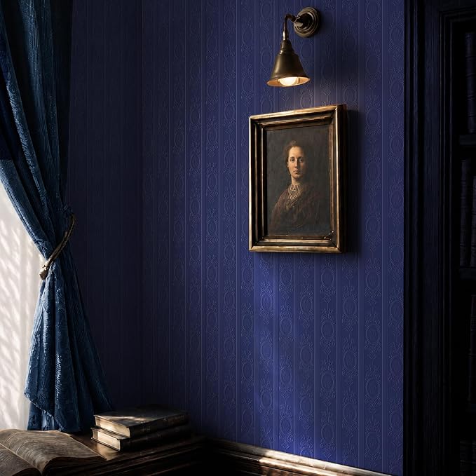 JiffDiff Navy Blue 3D Embossed Textured Peel Stick Wallpaper 17.3"x400" | Removable Renter Friendly Contact Paper, Waterproof Self Adhesive Wallpaper for Bedroom, Bathroom, Decor - Image 5