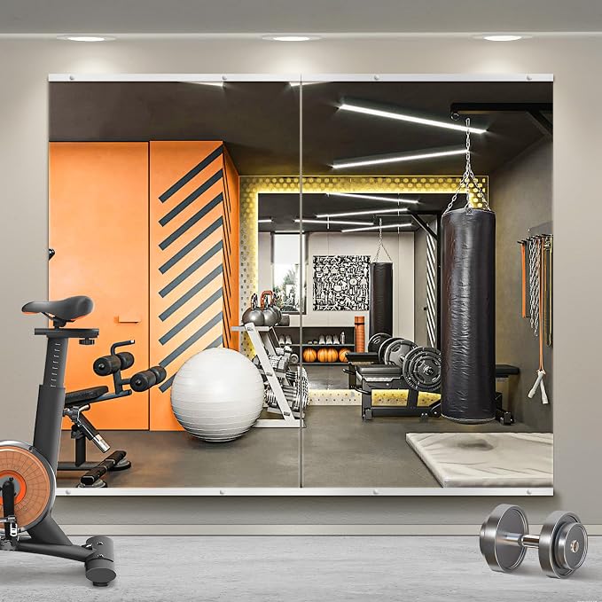Home Gym Mirror for Wall, 48x28x2PCS Frameless Full Length Mirror, Silver by TRAHOME