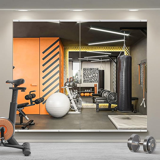 Home Gym Mirror for Wall, 48x28x2PCS Frameless Full Length Mirror, Silver by TRAHOME