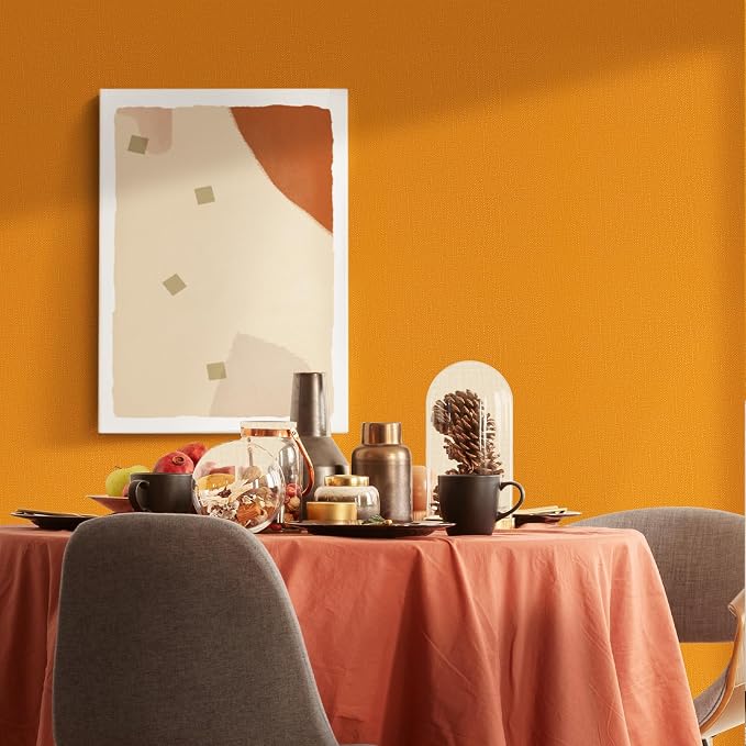 WADILE Grasscloth Peel and Stick Wallpaper 15.7in x 787.4in, Textured Contact Paper for Cabinets, Faux Linen Wall Paper Pull and Stick, Fabric Vinyl Wallpaper Self Adhesive Orange | Textured contact paper, Faux linen, Vinyl material, Cabinets, Self adh... - Image 4