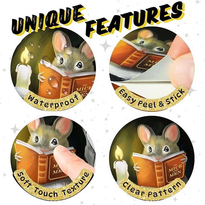 3D Mouse Reading Book in Mouse Hole, Decal Sticker, Removable Wall Decor, Book Lover Gift Idea, Baseboard, Wall Sticker Decal, Kids Room, Classroom, Library - Image 5