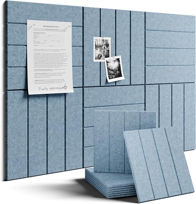Fluxynara Felt Bulletin Board & Cork Board Alternative, Dusty Blue | 36" x 24" Pin board, Removable Adhesive Tabs, Easy Install Without Wall Damage, For Home Office Decor by FLUXYNARA