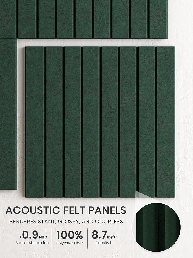 Bumusty 48"x 36" Large Felt Bulletin Board Tiles, Pine Green | 12-Pack Cork Board Alternative, Wall Decor, 30 Pushpins, 60 Adhesive Tabs, Vision Board, Office, Classroom, Home, Dorm - Image 3