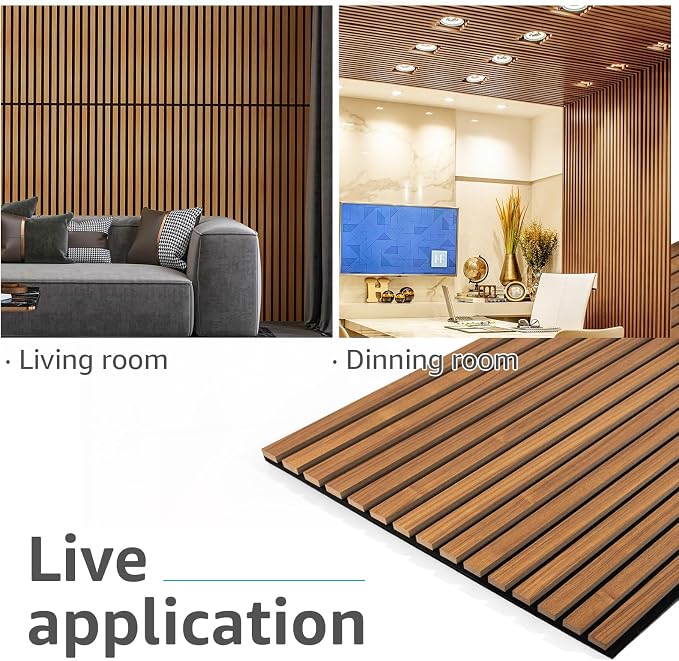 Art3d 2-Pack Fluted Acoustic Wood Slat Wall Panel, 47.2 x 23.6 Inch, Teak | Noise Control, Easy to DIY, Natural Texture, Sustainable Material, Ideal for Homeowners, Designers, for Living Room, Office - Image 3