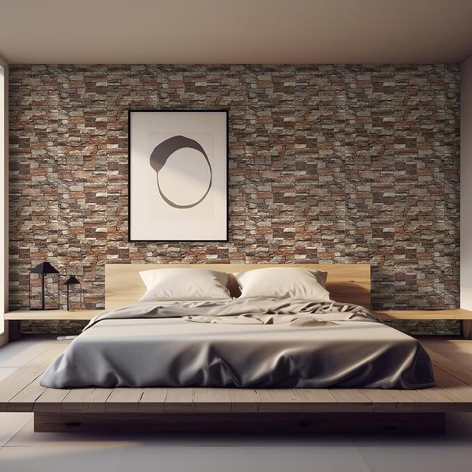Yutianli 20PSC 3D Wall Panels Peel and Stick Faux Brick Wall Panels Self-Adhesive 3D Brick Wallpaper Foam Stone Wall Panel - Image 6