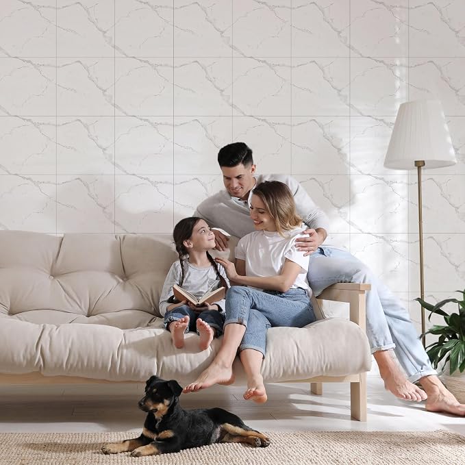 Peel and Stick Marble Wall Panels 11.8x11.8in Waterproof 20 Pack | Backsplash tile, shower wall, self adhesive, kitchen, bathroom, decorative tiles - Image 7