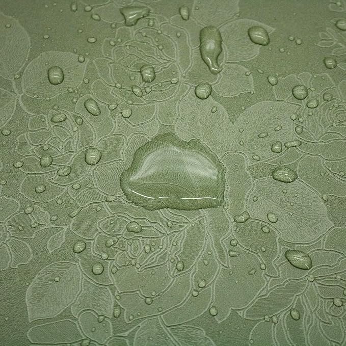 Green Flower Peel and Stick Wallpaper Solid Pure Paper 18in x 197in | Embossed Flower Contact Paper Textured Self Adhesive Paper for Cabinets Bathroom Dark Floral Removable Waterproof Decor Vinyl - Image 8