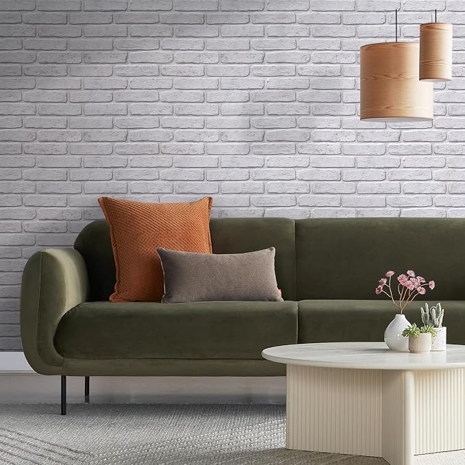 Commomy Faux Brick 3D Wall Panels - Not Real Brick 12 pcs of 22.8" x 11.8" | 22.8" x 11.8" Peel and Stick Tile Whitewash Brick Textured for Kitchen,Bedroom, Living Room（Covers 22.48 sq.ft） - Image 2
