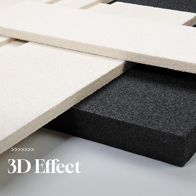 3D Black and White Abstract Wall Art, Modern Minimalist Artwork for Walls | Sandstone Textured Pictures, Layered Panle Design, Faux Plant, Decor for Living Room Bedroom Dining Room Office - Image 3