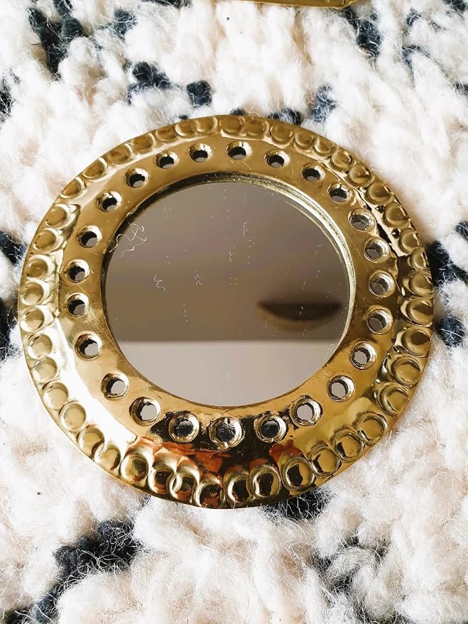 Set of 5 Small Decorative Wall Mirrors – Gold Brass Handmade Mirror Set | Round, Arch, Oval, Octagon, Eye Shapes | Living Room, Bedroom, Home Wall Decor (5, Rounded Edges) - Image 4