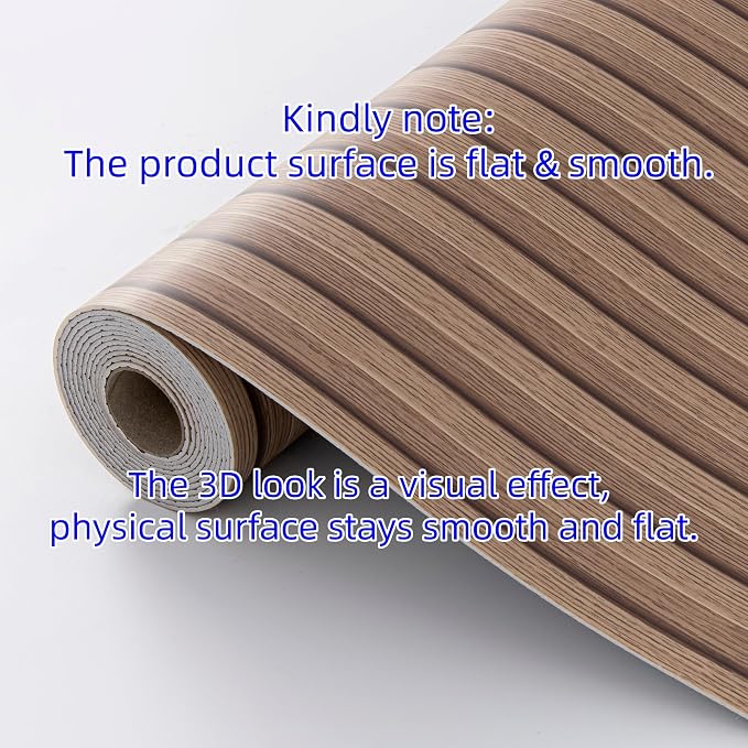 Haimin Wood Grain Slat Wall Panels Peel and Stick Faux Wood Thick Wallpaper | 118"x15.75" Waterproof PET & IXPE Foam Paneling Adhesive Smooth Beadboard Wallpaper Wall Covering Panels (Brown) - Image 3
