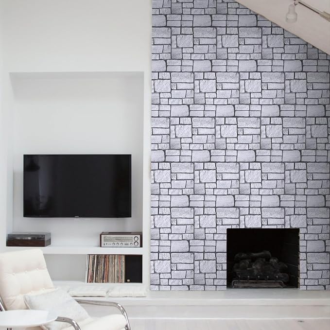 Commomy 3D Faux Stone Wall Panels Peel and Stick 10 Pcs 11.8" x 11.8" | Ultralight Thin PVC Fake Rock Wallpaper DIY Wall Covering Decorative Tiles for Kitchen Backsplash,Bedroom (Covers 9.7 sq.ft) - Image 2