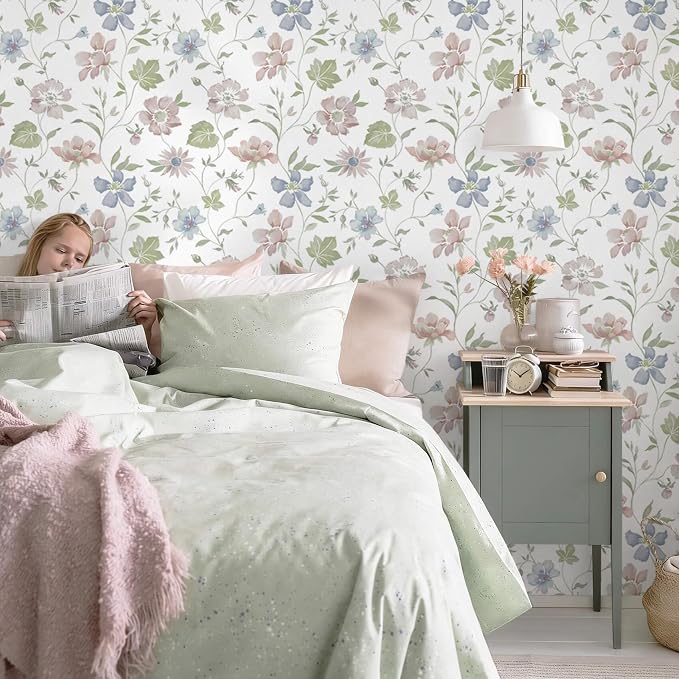 Heroad Floral Peel and Stick Wallpaper Vintage Cottage Contact Paper 17.3''x385'' Farmhouse Stick on Wall Paper Boho Removable Wallpaper for Bedroom Bathroom Cabinets Self-Adhesive Moody Decor Vinyl - Image 9