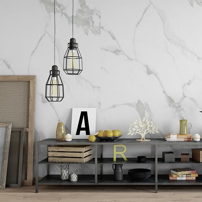 Marble Peel and Stick Waterproof Wall Paneling, 118" x 47" Carrara White Matte Finish Self-Adhesive Backsplash Tile Vinyl Wall Panel for Kitchen Bathroom Wall Decor, Covers 38.75 Sq. Ft. - Image 6