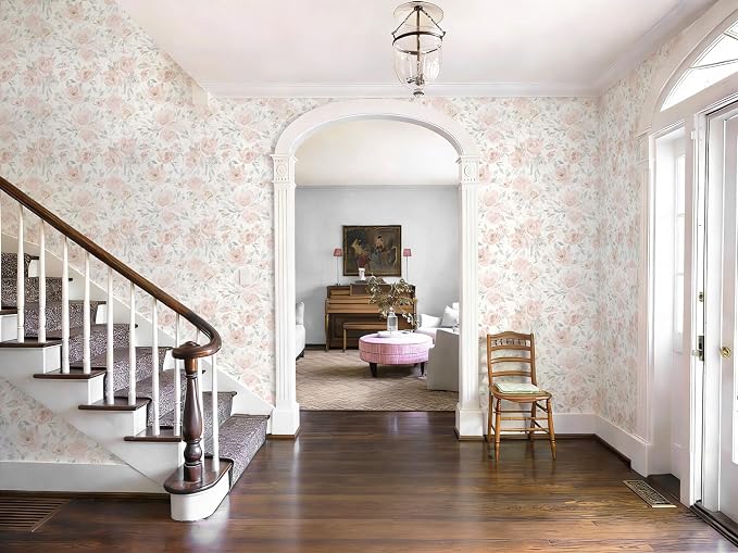 Heroad 17.3''x393'' Peel and Stick Wallpaper Floral Wallpaper Pink Flower Contact Paper Rose Removable Self-Adhesive Wall Paper for Cabinets Bedroom Bathroom Stick on Walls Papel Tapiz para Pared - Image 6
