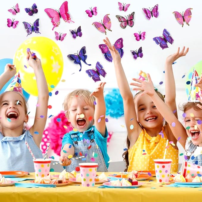 SAOROPEB 3D Butterfly Wall Decor, 48 Pcs Purple Butterfly Decorations | Double Layer for Party Decorations Locker Decor Refrigerator Decal, Reusable - Image 2