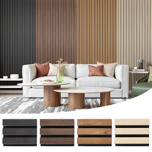 Acoustic Wood Slat Panels, Soundproof Wooden Wall Panels, 3D Fluted Panel for Interior Wall Decor, Living Room, Bedroom (Multicolor, 6 * 4.7 inch) by LARWORKS