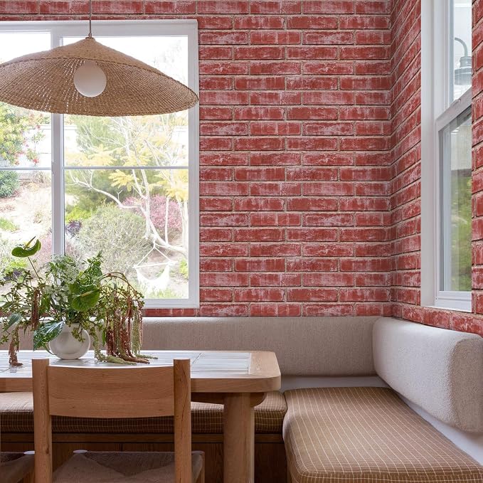 COMSTICKC 3D Peel and Stick Faux Brick Wall Panels for Quick DIY Wall Decor | Red, 10 Pcs 15.7" x 11.8", Not Real Brick, Lightweight Thin PVC Fake Brick Decorative Wall Sticker Covering, Cover 12.9 sq ft - Image 7