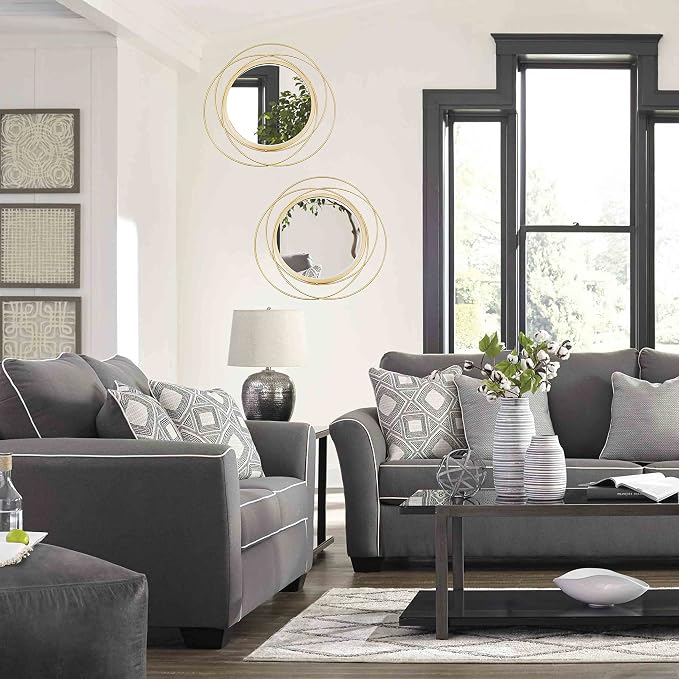 2 Set Circle Mirrors for Wall Decor Living Room Bedroom Entryway - Image 2
