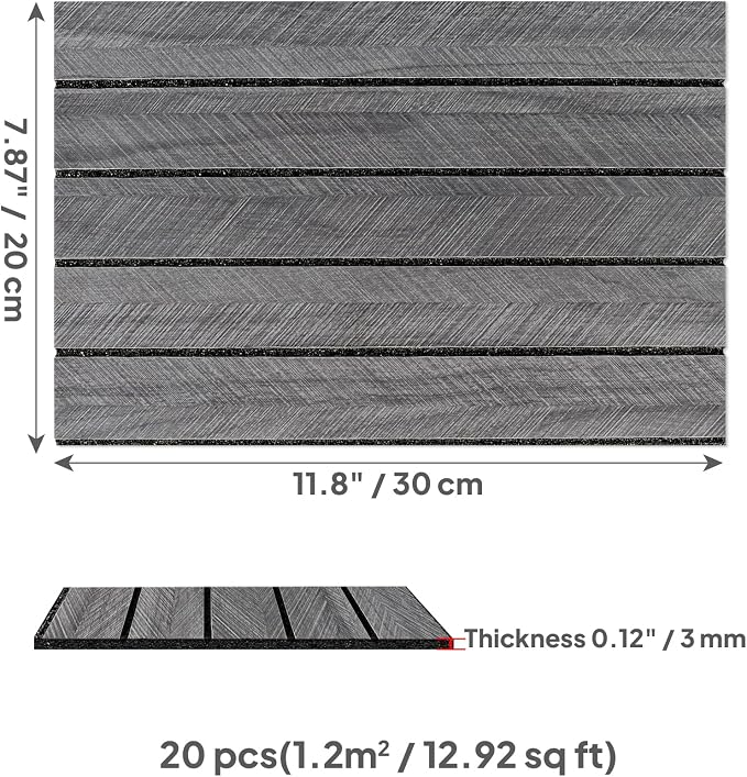 3D Wall Panels Peel and Stick 11.8" x 7.9", 20 Pack | Thick PVC Foam, Wood Grain Panels, Self-Adhesive, For Bedroom Living Room Accent Wall, Non-Real Wood - Image 2