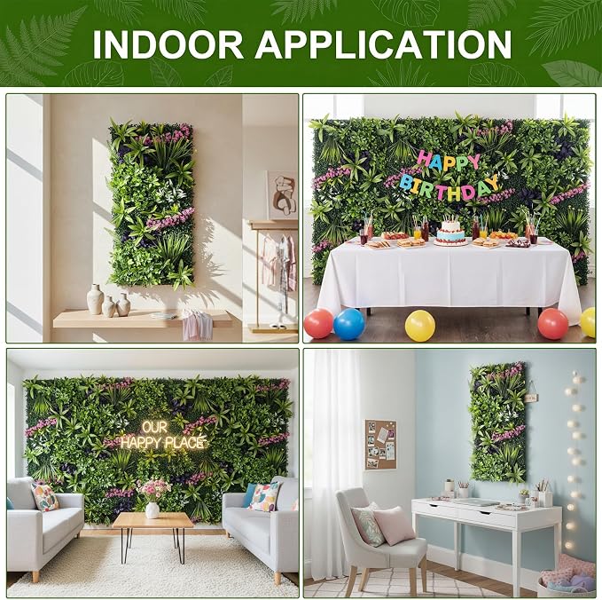 40" x 20" Artificial Grass Wall, Faux Greenery Backdrop Flower Wall Panels | UV-Anti, Fake Ivy Vine Balcony Fence, Indoor Outdoor Green Wall Decor, Garden Ivy Privacy Screen, Boxwood Patio Fence Panels - Image 6