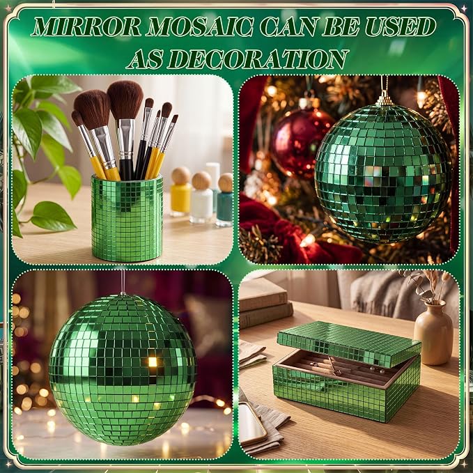 14400 Pieces Green Disco Mirror Tile Self-Adhesive Mirrors Mosaic Tile - Image 6