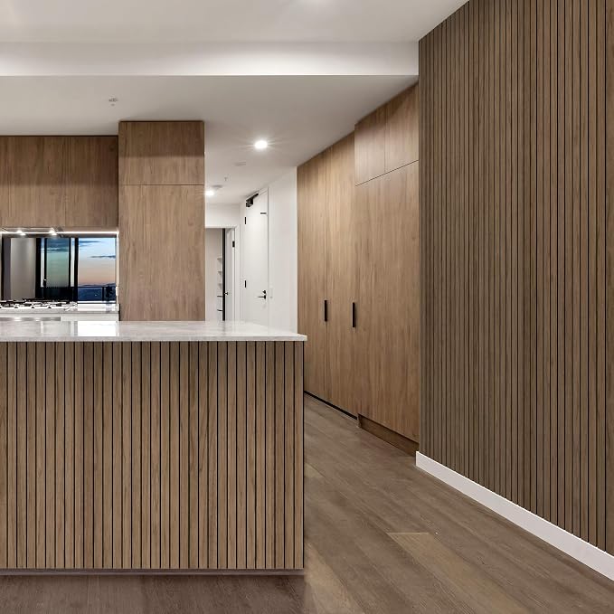 4-Piece Wood Slat Wall Panel for Interior Wall Decor Noise Cancelling 47.2" x 23.6" Peel and Stick Acoustic Decorative 3D Sound Absorbing Wall Paneling, Walnut - Image 7