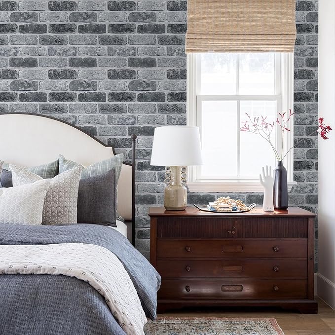 3D Peel and Stick Faux Brick Wall Panels 11.8" x 11.8" 10-Pack | Gray, Small Brick-Look Textured Sticker, Thin Lightweight PVC Self Adhesive Wall Tiles for Interior Decor, Cover 9.7 sq ft - Image 6