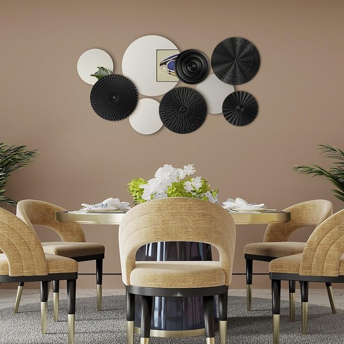 Blulu 9 Pcs Black Mirror Wall Decor Metal Round Home Art Decor Decorative Modern Circle Mirror Wall Art Sculpture Hanging Decorations for Home Living Room Office - Image 4