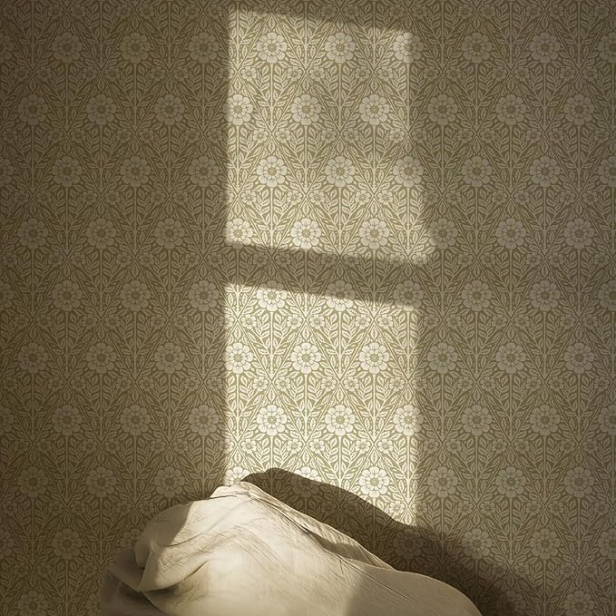 17.3" x 196.8" Floral Wallpaper Peel and Stick Vintage Boho Cream Damask Wallpaper Textured Removable Self Adhesive Vinyl Wall Paper for Bedroom Bathroom Cabinets - Image 4