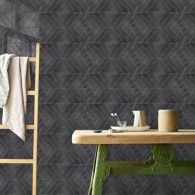 STICKGOO Herringbone Peel and Stick Backsplash, Shiny Black, 10 Sheets | 12.6 x 9.7 in, Thicker Rectangular Vinyl Stick-On Wall Tiles, Easy Alignment, Waterproof, Easy to Clean, Kitchen/Bathroom - Image 7
