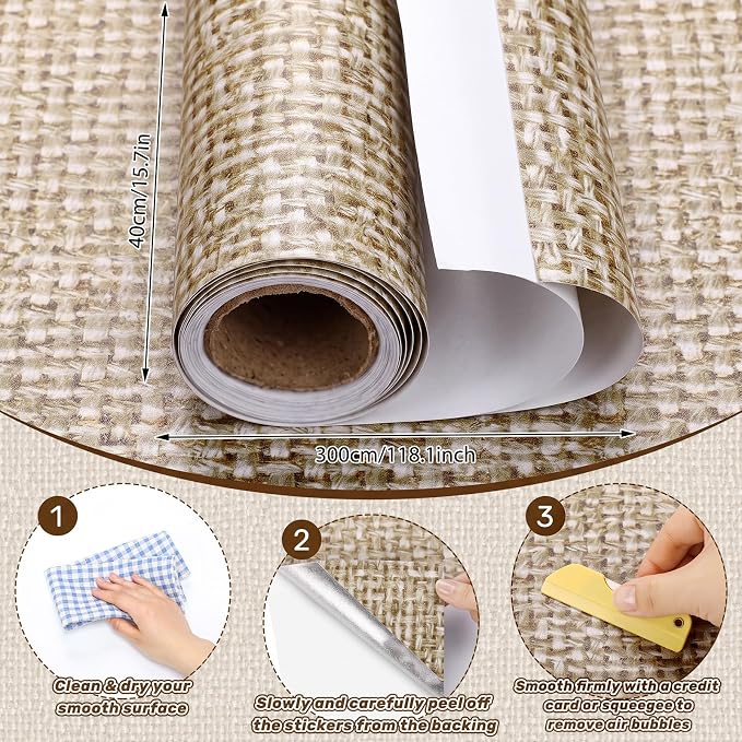 Drydiet Brown Linen Wallpaper Peel and Stick Contact Paper 15.8 ×118.1 in | Brown Wallpaper, Self Adhesive Removable, Wall Sticker Paper for Home Locker Dorm Classroom Bedroom Living Room Decor - Image 2