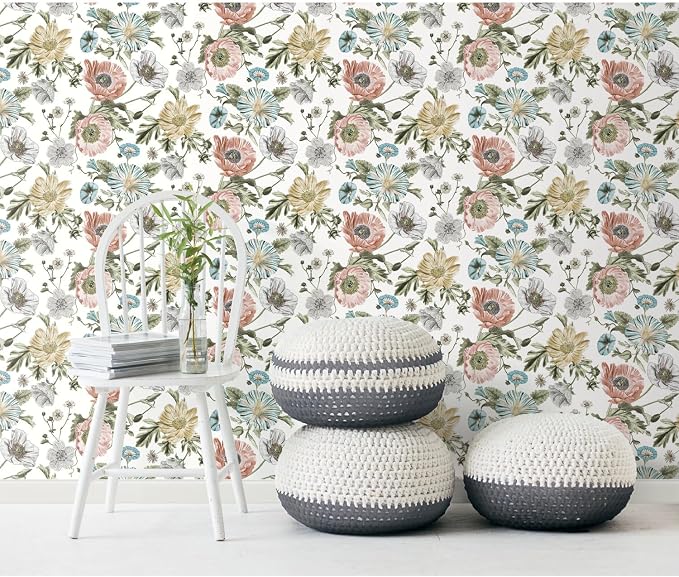 RoomMates Vintage Poppy Pink Peel & Stick Wallpaper - Image 4