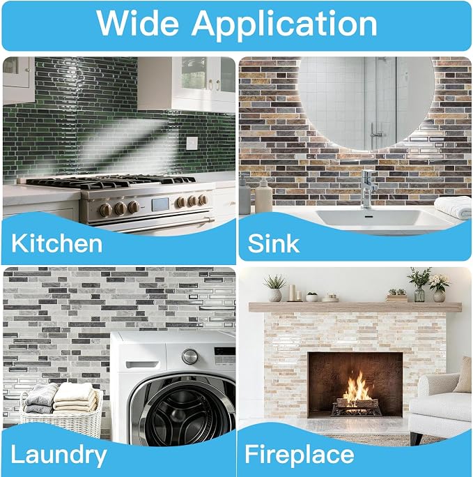 Art3d Linear Tile Peel and Stick Backsplash, 10-Sheet, Multi-Tone Gray | 12 x 12 Inch, Enhanced Thickness, Warp Resistant, Strong Adhesion, Sturdy, for Kitchen, Bedroom, Ideal for Home Improvement - Image 9