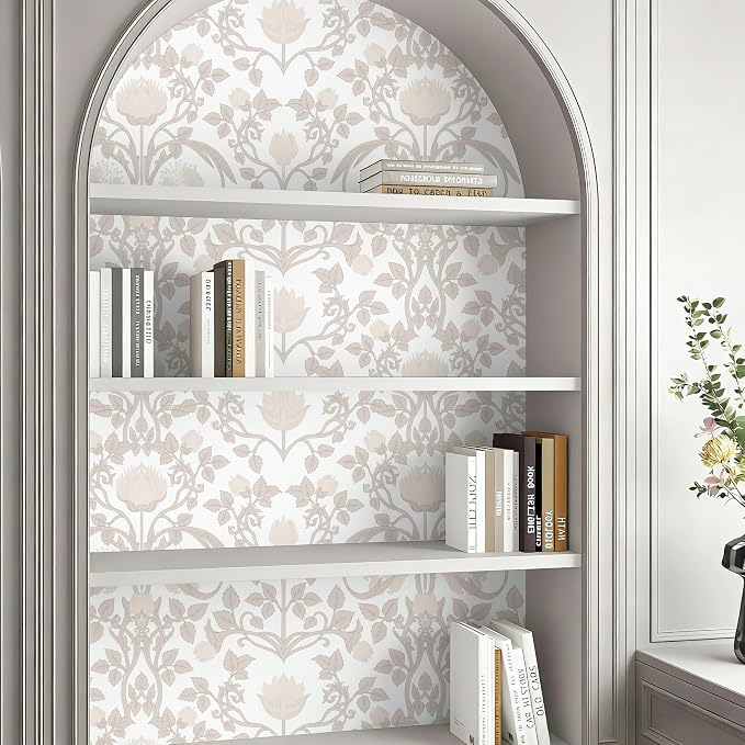 YXTII 17.3" × 393.7" Pink Peel and Stick Wallpaper, Floral Wallpaper for Bedroom Bathroom Self Adhesive Removable - Image 5