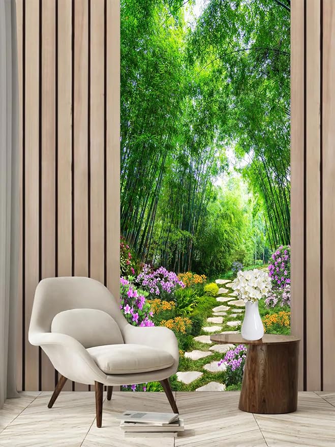 artfanke 3D Door Mural Peel and Stick 30.3"x78.7"- Self-Adhesive Door Stickers Wallpaper Poster- Beautiful Bamboo Garden Wall Decal for Bedroom Decor (2 Sheets/Set) - Image 5